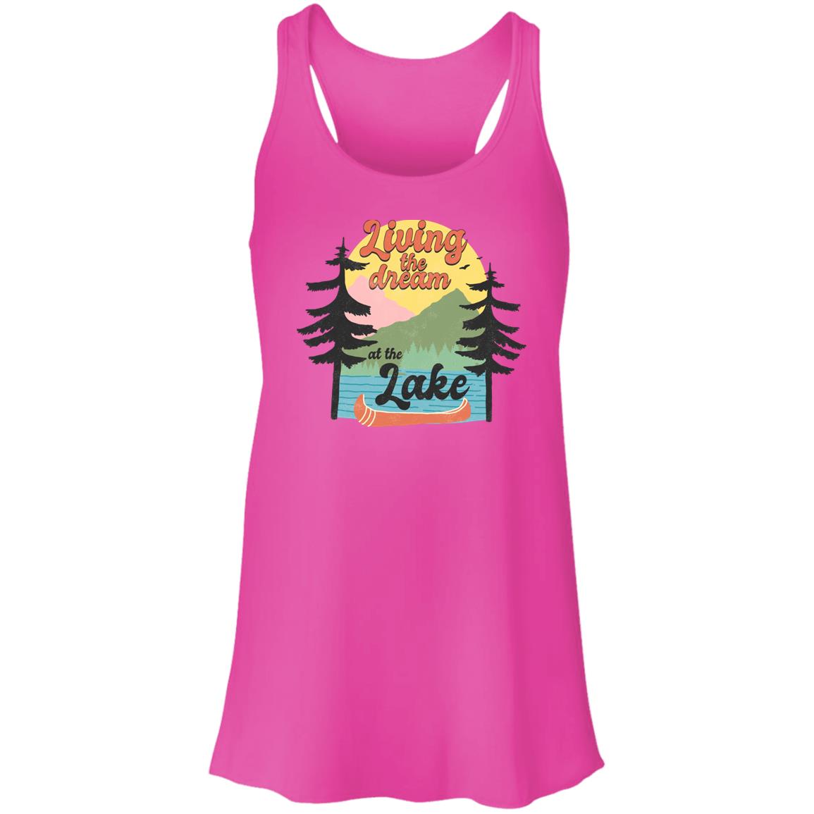 Living the Dream at the Lake HRCL LL 2 Sided B8800 Flowy Racerback Tank