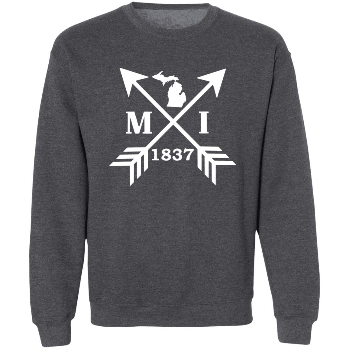 MI Arrows - White G180 Crewneck Pullover Sweatshirt