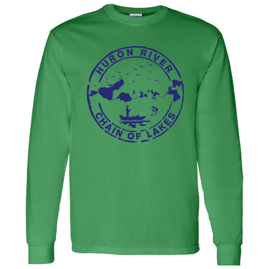 HRCL Fishing Logo Navy - G540 LS T-Shirt 5.3 oz.