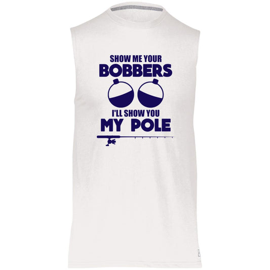 HRCL FL - Navy Show Me Your Bobbers I'll Show You My Pole - 2 Sided 64MTTM Essential Dri-Power Sleeveless Muscle Tee