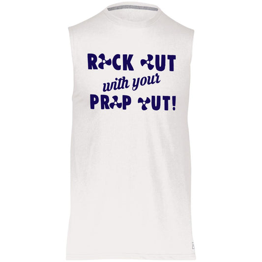 HRCL FL - Navy Rock Out with your Prop Out - 2 Sided 64MTTM Essential Dri-Power Sleeveless Muscle Tee