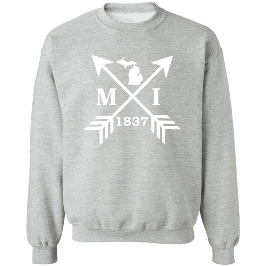 MI Arrows - White G180 Crewneck Pullover Sweatshirt
