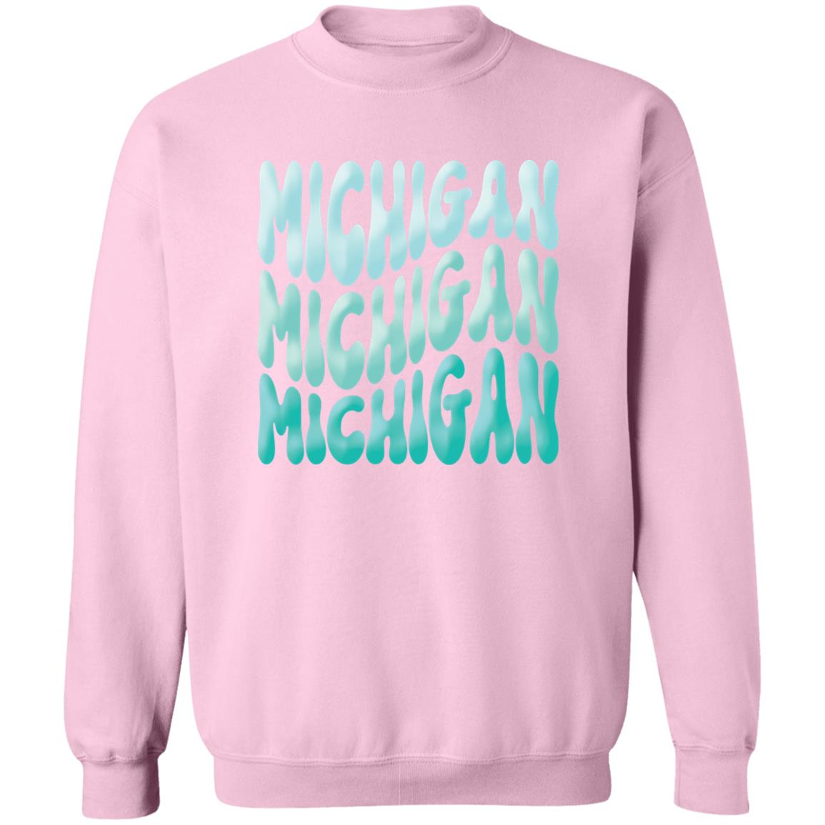 Michigan - Turquoise Colors G180 Crewneck Pullover Sweatshirt