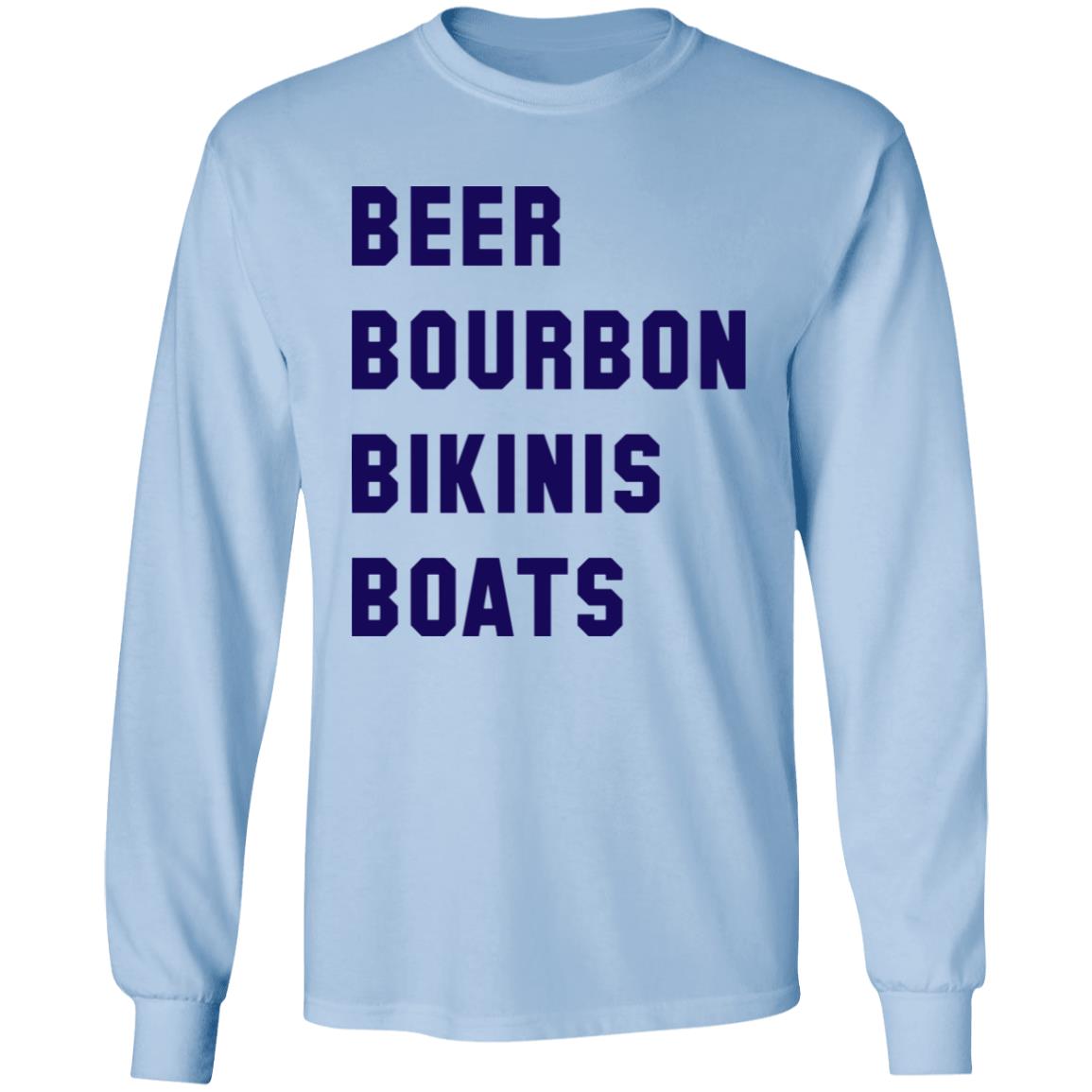 HRCL FL - Navy Beer Bourbon Bikinis Boats - 2 Sided G540 LS T-Shirt 5.3 oz.