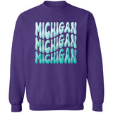 Michigan - Turquoise Colors G180 Crewneck Pullover Sweatshirt