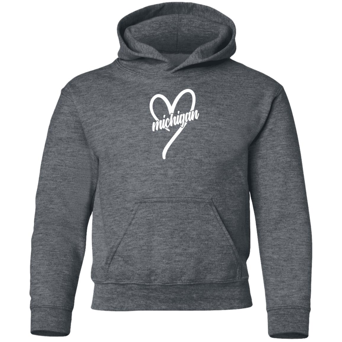 Michigan Heart - White G185B Youth Pullover Hoodie