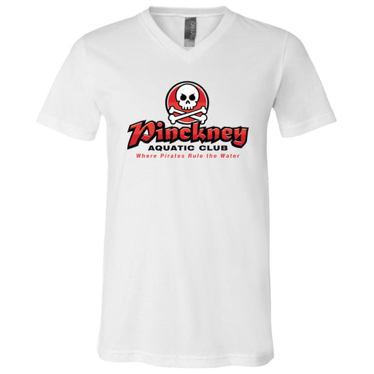 Pinckney Aquatic Club - B, W & R, 3005 Unisex Jersey SS V-Neck T-Shirt