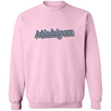 Michigan Retro Blue G180 Crewneck Pullover Sweatshirt