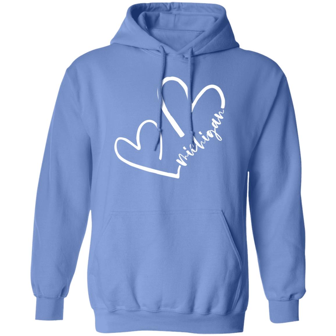 Michigan Hearts - White G185 Pullover Hoodie