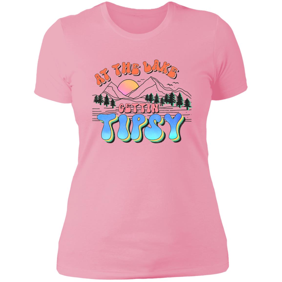 ***2 SIDED***  At the Lake Gettin' Tipsy HRCL LL 2 Sided NL3900 Ladies' Boyfriend T-Shirt