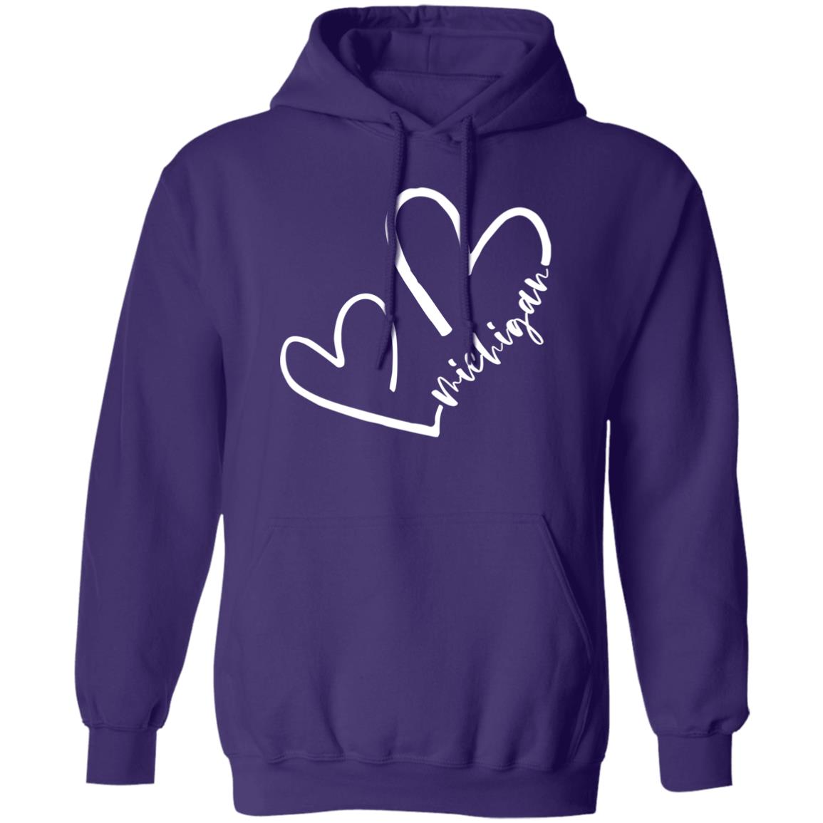 Michigan Hearts - White G185 Pullover Hoodie