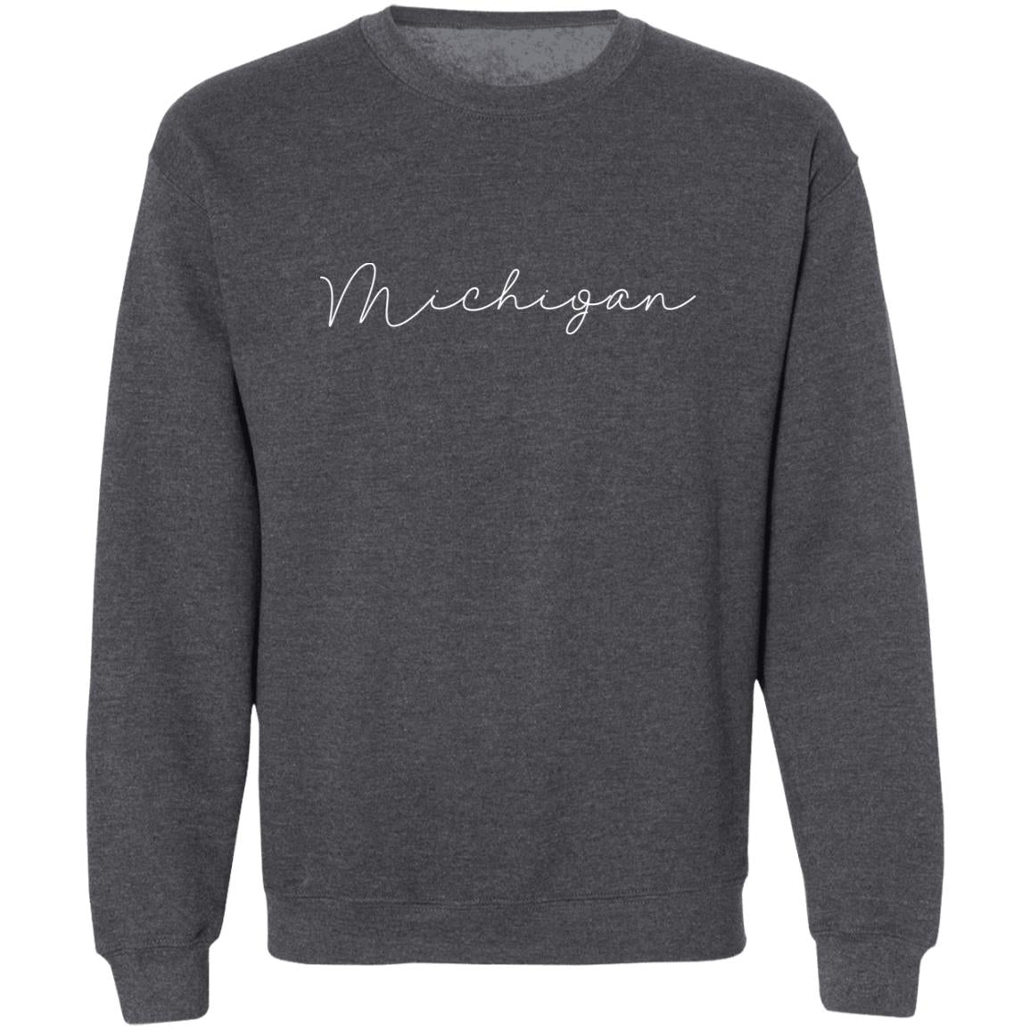 Michigan - Skinny - White G180 Crewneck Pullover Sweatshirt