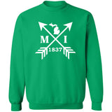 MI Arrows - White G180 Crewneck Pullover Sweatshirt