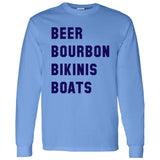 HRCL FL - Navy Beer Bourbon Bikinis Boats - 2 Sided G540 LS T-Shirt 5.3 oz.