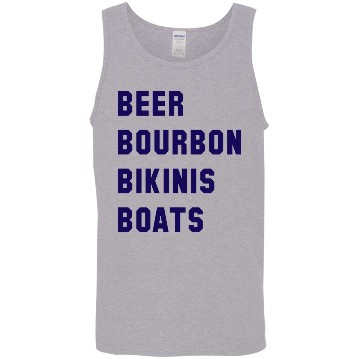 ***2 SIDED***  HRCL FL - Navy Beer Bourbon Bikinis Boats - 2 Sided G520 Cotton Tank Top 5.3 oz.