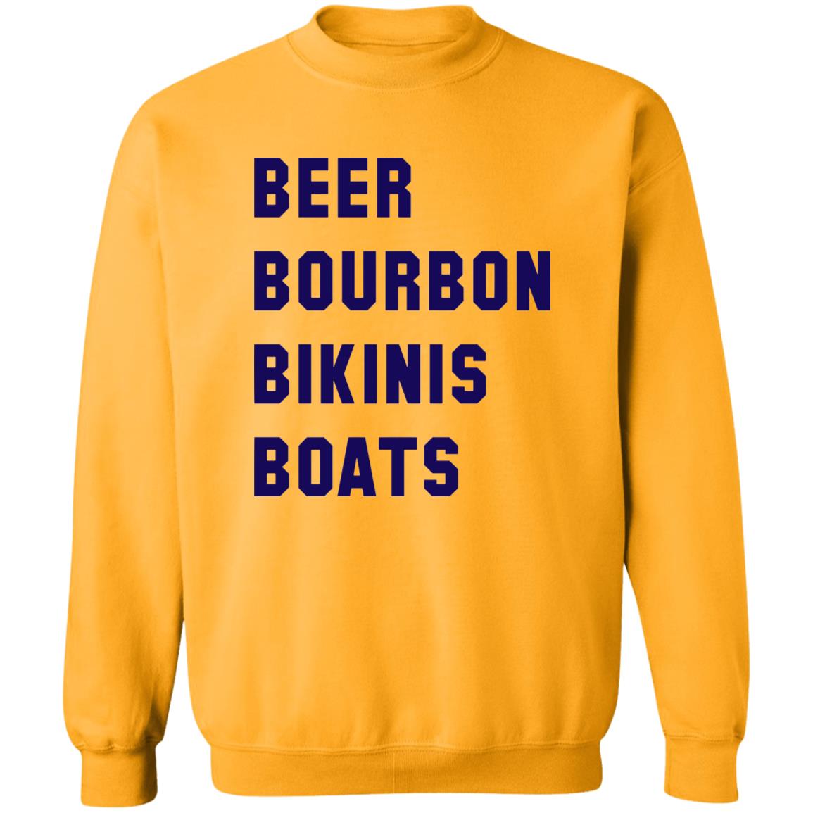 ***2 SIDED***  HRCL FL - Navy Beer Bourbon Bikinis Boats - 2 Sided G180 Crewneck Pullover Sweatshirt