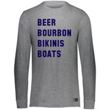 HRCL FL - Navy Beer Bourbon Bikinis Boats - 2 Sided 64LTTM Essential Dri-Power Long Sleeve Tee