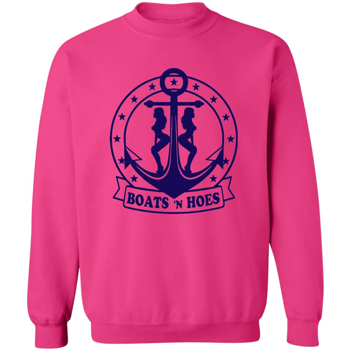 ***2 SIDED***  HRCL FL - Navy Boats N Hoes - 2 Sided G180 Crewneck Pullover Sweatshirt