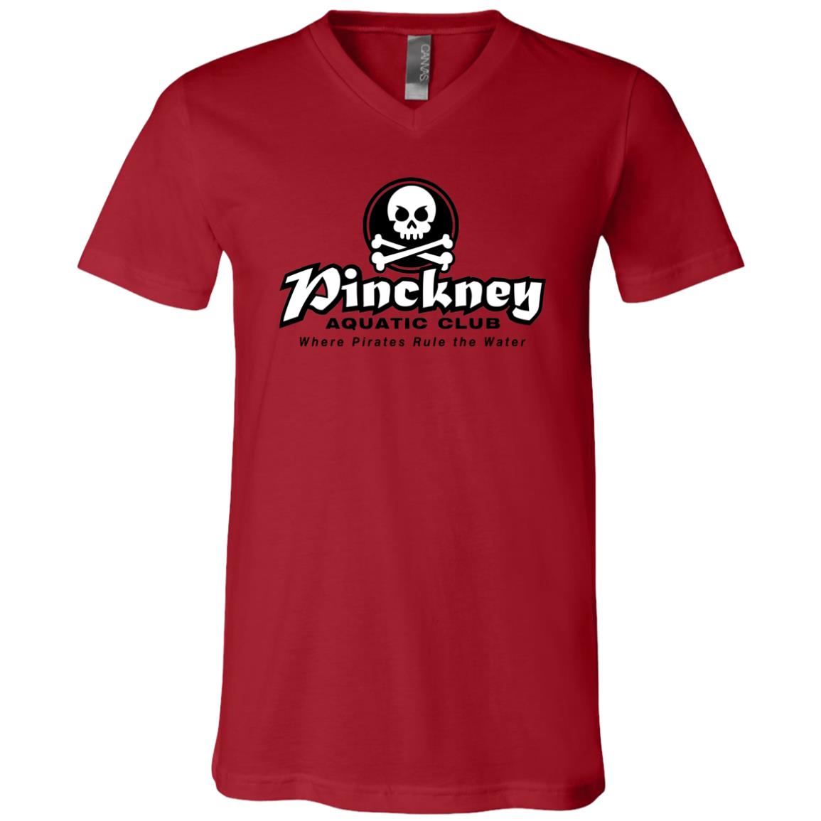 Pinckney Aquatic Club- B & W, 3005 Unisex Jersey SS V-Neck T-Shirt