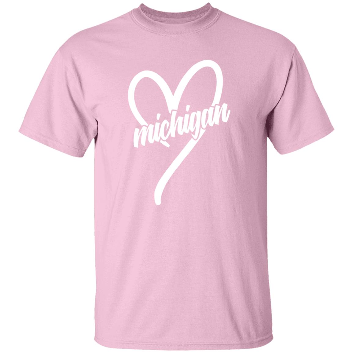 Michigan Heart - White G500B Youth 5.3 oz 100% Cotton T-Shirt