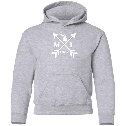 MI Arrows - White G185B Youth Pullover Hoodie