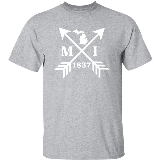 MI Arrows - White G500B Youth 5.3 oz 100% Cotton T-Shirt
