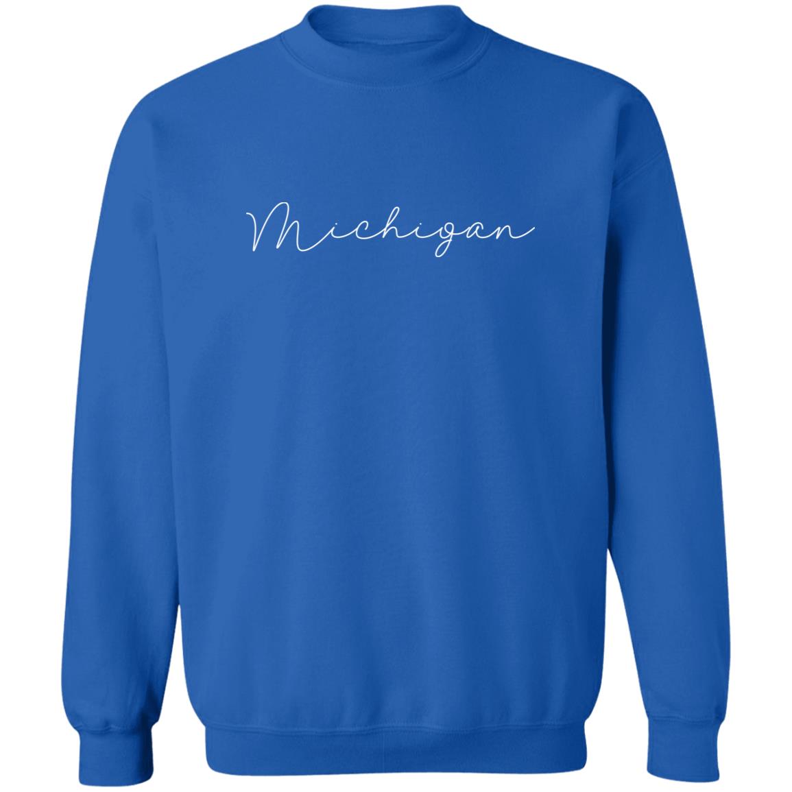 Michigan - Skinny - White G180 Crewneck Pullover Sweatshirt