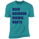 ***2 SIDED***  HRCL FL - Navy Beer Bourbon Bikinis Boats - 2 Sided NL3600 Premium Short Sleeve T-Shirt