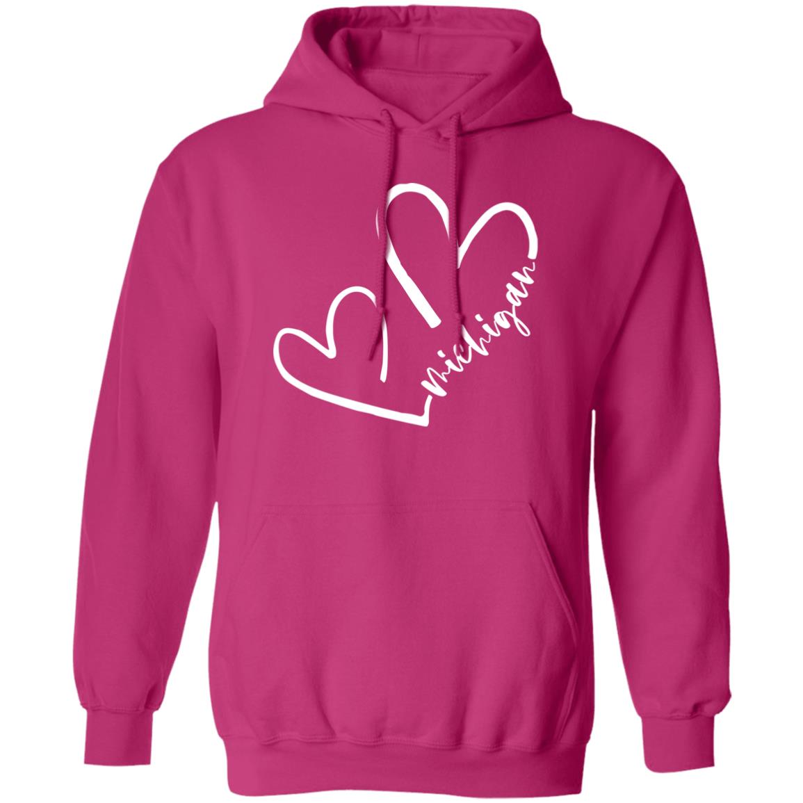 Michigan Hearts - White G185 Pullover Hoodie