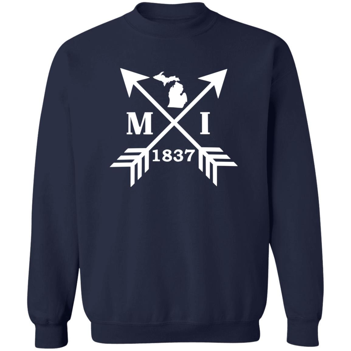 MI Arrows - White G180 Crewneck Pullover Sweatshirt