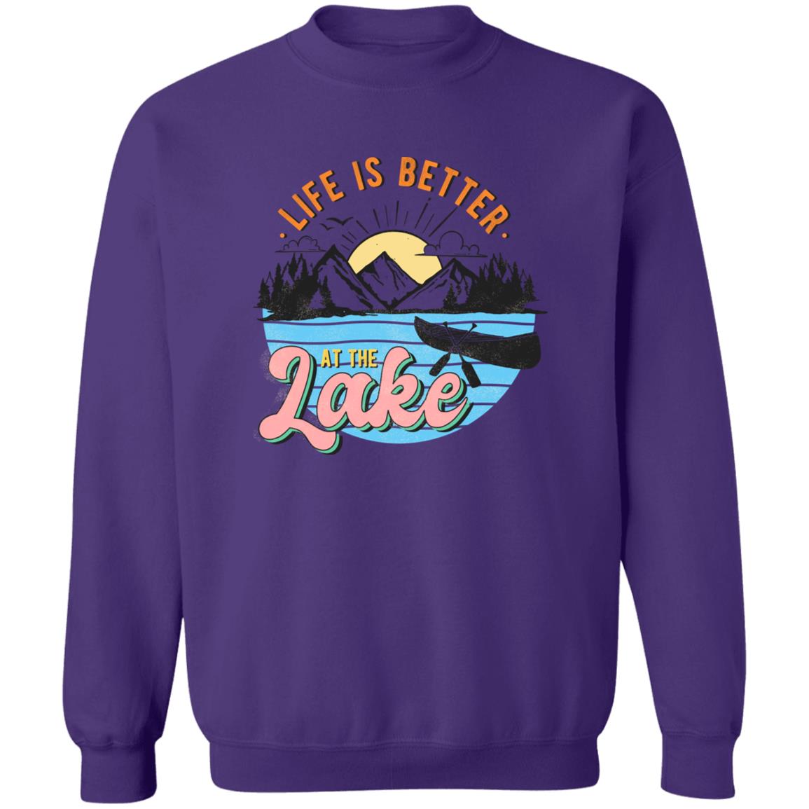 ***2 SIDED***  Life is Better at the Lake HRCL LL 2 Sided G180 Crewneck Pullover Sweatshirt