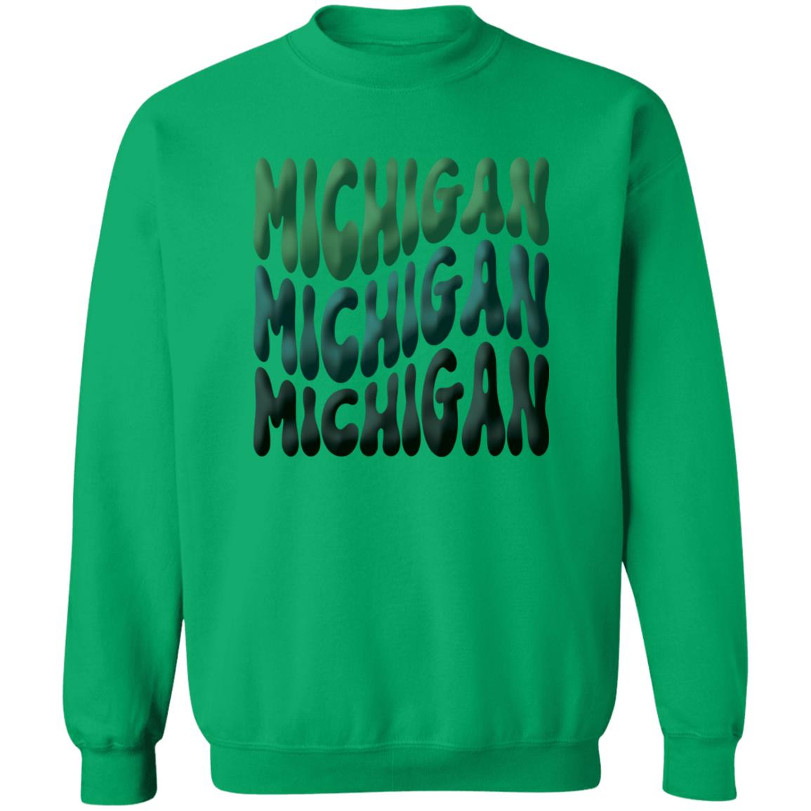 Michigan - Green Colors G180 Crewneck Pullover Sweatshirt