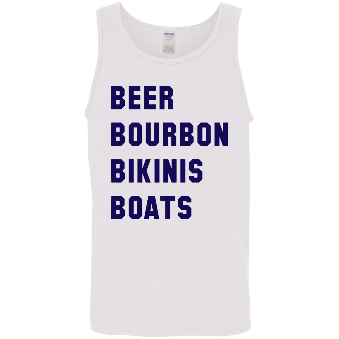 ***2 SIDED***  HRCL FL - Navy Beer Bourbon Bikinis Boats - 2 Sided G520 Cotton Tank Top 5.3 oz.