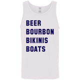 HRCL FL - Navy Beer Bourbon Bikinis Boats - 2 Sided G520 Cotton Tank Top 5.3 oz.