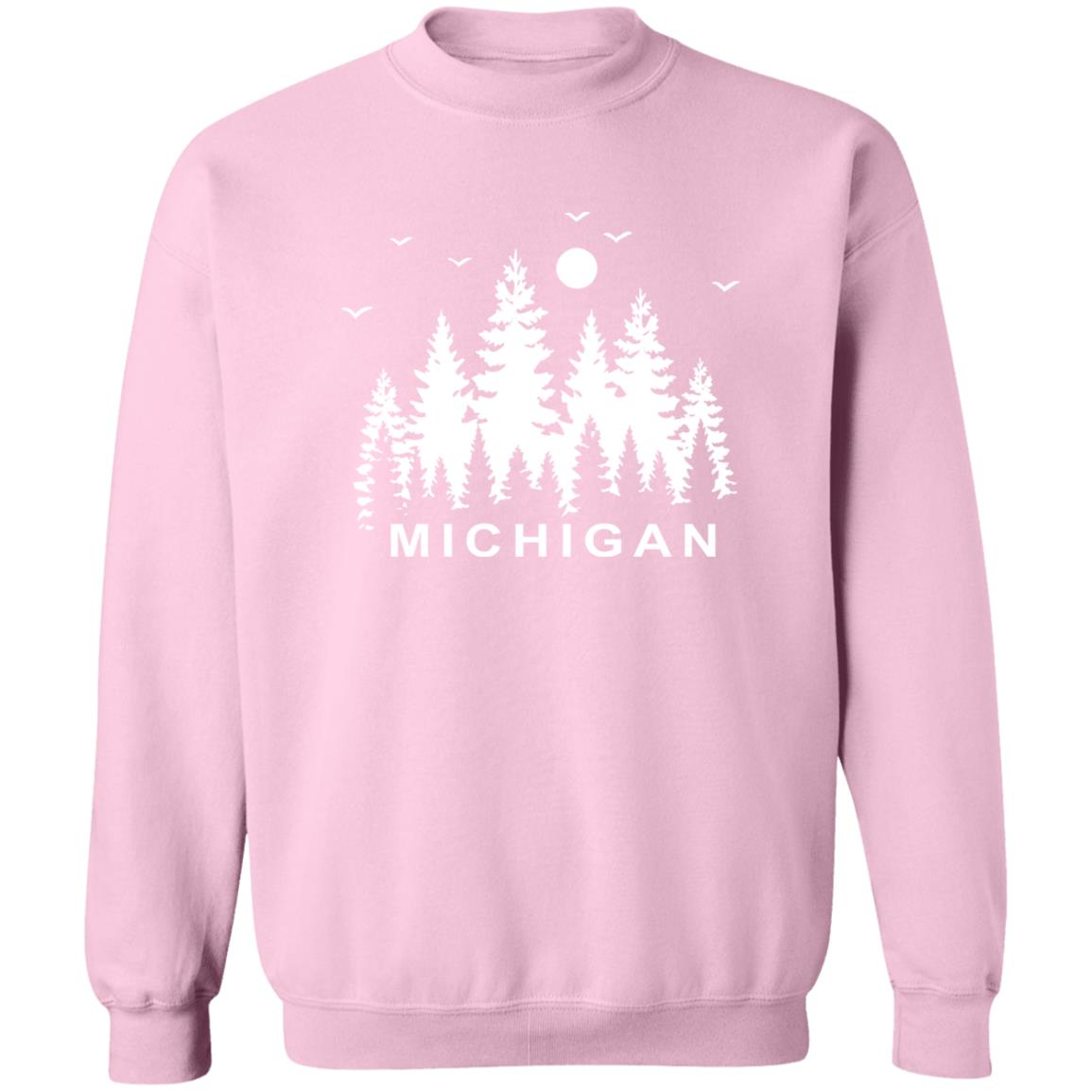 Michigan Pintrees - White G180 Crewneck Pullover Sweatshirt