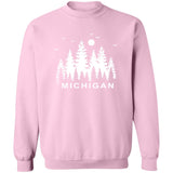 Michigan Pintrees - White G180 Crewneck Pullover Sweatshirt