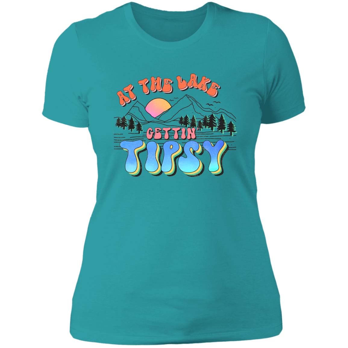 At the Lake Gettin' Tipsy HRCL LL 2 Sided NL3900 Ladies' Boyfriend T-Shirt