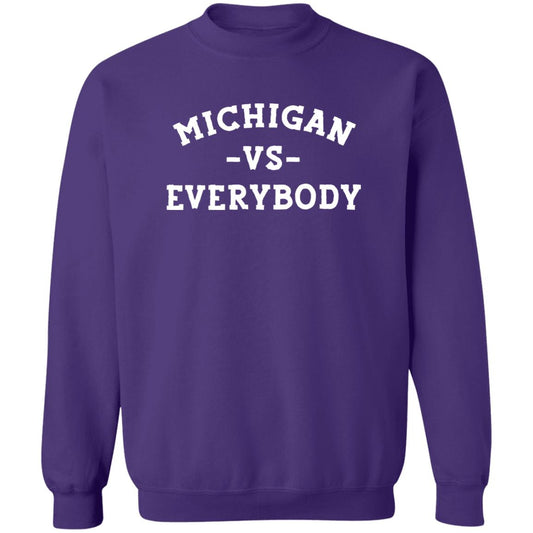 Michigan VS Everybody - White G180 Crewneck Pullover Sweatshirt