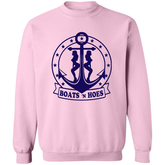 ***2 SIDED***  HRCL FL - Navy Boats N Hoes - 2 Sided G180 Crewneck Pullover Sweatshirt