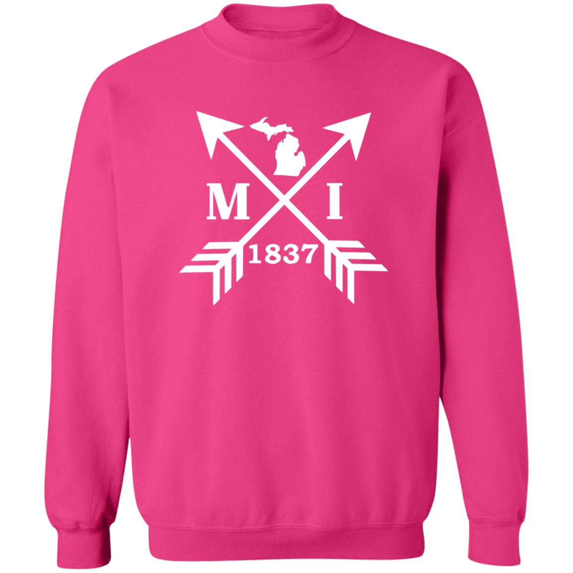 MI Arrows - White G180 Crewneck Pullover Sweatshirt