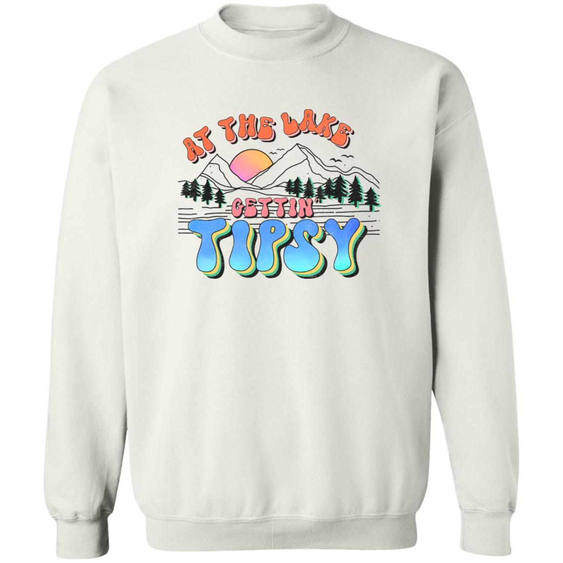 ***2 SIDED***  At the Lake Gettin' Tipsy HRCL LL 2 Sided G180 Crewneck Pullover Sweatshirt