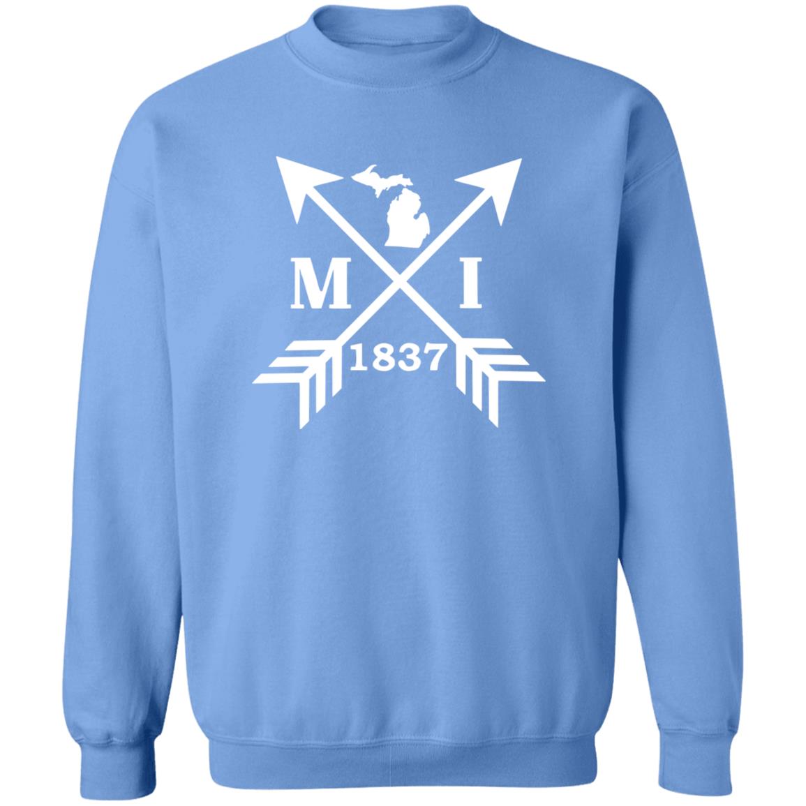 MI Arrows - White G180 Crewneck Pullover Sweatshirt