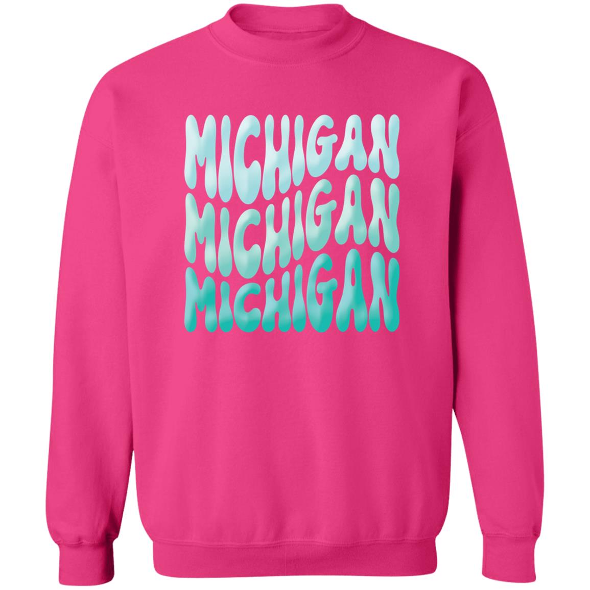 Michigan - Turquoise Colors G180 Crewneck Pullover Sweatshirt