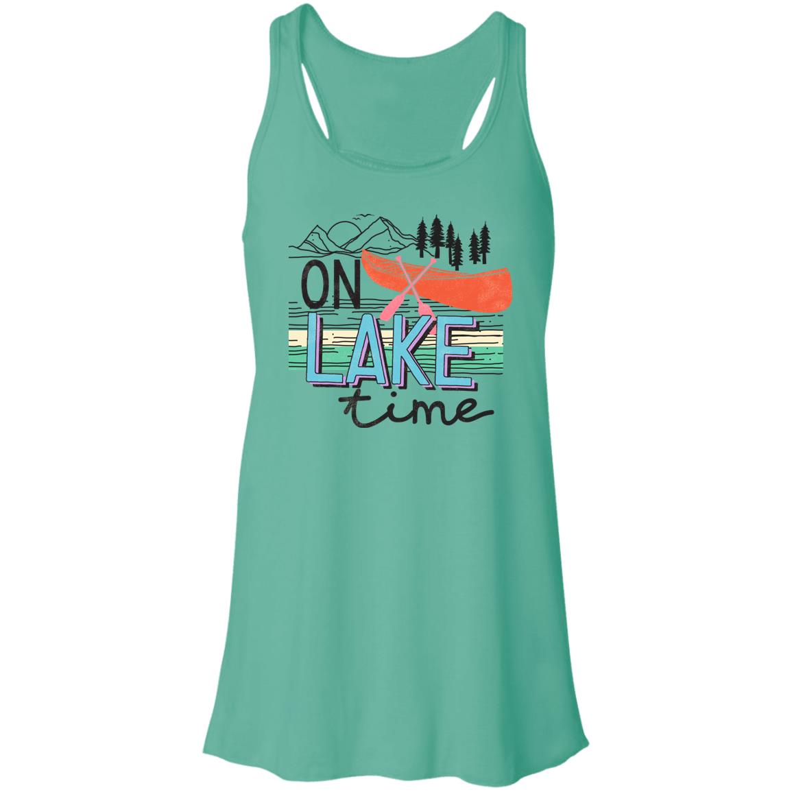 ***2 SIDED***  On Lake Time HRCL LL 2 Sided B8800 Flowy Racerback Tank