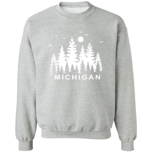 Michigan Pintrees - White G180 Crewneck Pullover Sweatshirt
