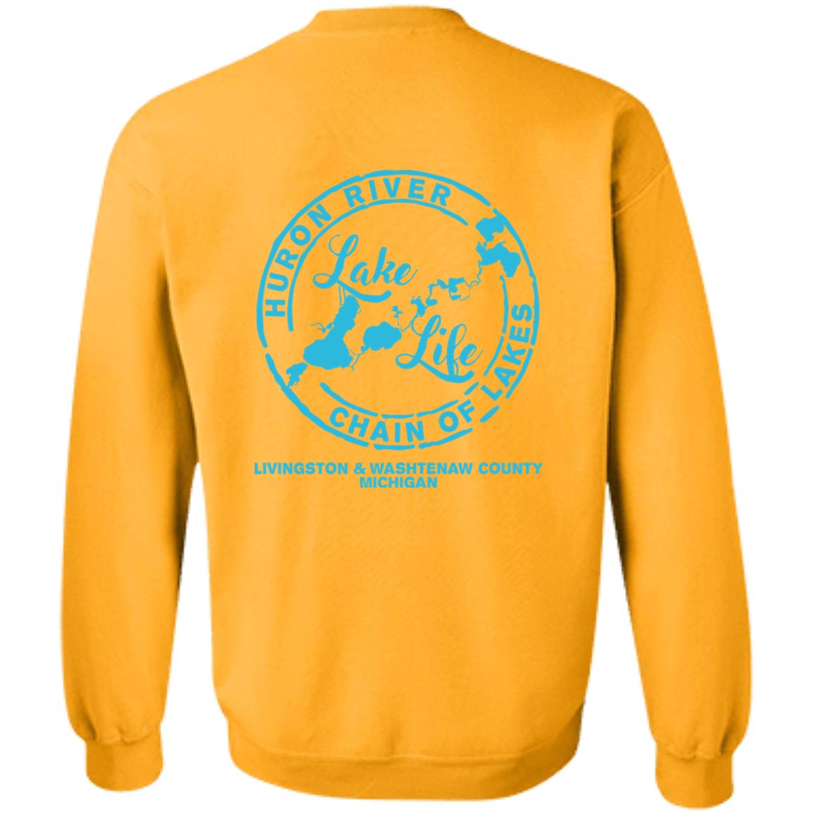 ***2 SIDED***  The Lake is My Happy Place HRCL LL 2 Sided G180 Crewneck Pullover Sweatshirt