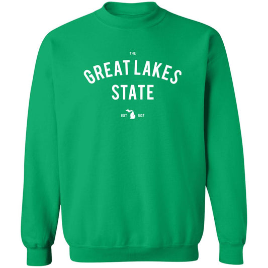 The Great Lakes State - White G180 Crewneck Pullover Sweatshirt