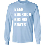 ***2 SIDED***  HRCL FL - Beer Bourbon Bikinis Boats - 2 Sided G540 LS T-Shirt 5.3 oz.