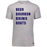 HRCL FL - Navy Beer Bourbon Bikinis Boats - 2 Sided 64STTM Essential Dri-Power Tee