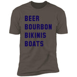 ***2 SIDED***  HRCL FL - Navy Beer Bourbon Bikinis Boats - 2 Sided NL3600 Premium Short Sleeve T-Shirt